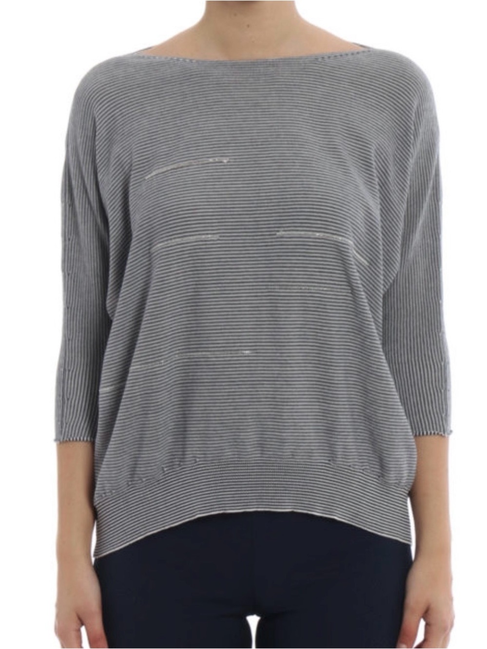 Fabiana Filippi Embellished Striped Cotton Sweater Size L